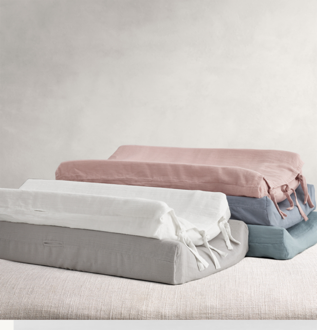 Front Stacked view of Washed Cotton Gauze Changing Pad Cover 