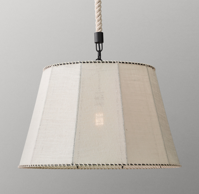 Front view of Whipstitched Burlap Large Pendant 