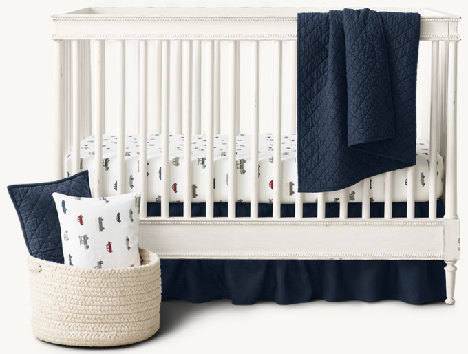 Washed Linen-Cotton Diamond & Road Trip Washed Percale Nursery Bedding Collection