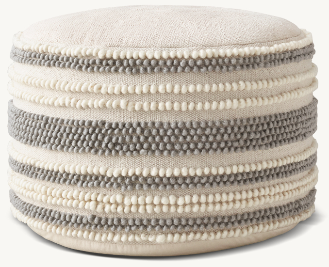 Textured Stripe Woven Pouf | RH
