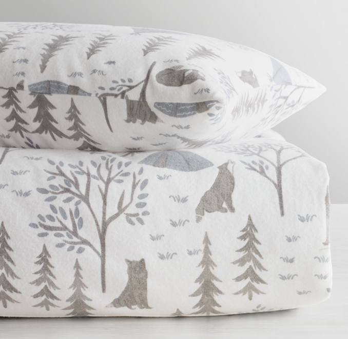 Front Stacked view of Forest Wolf Flannel Duvet Cover 