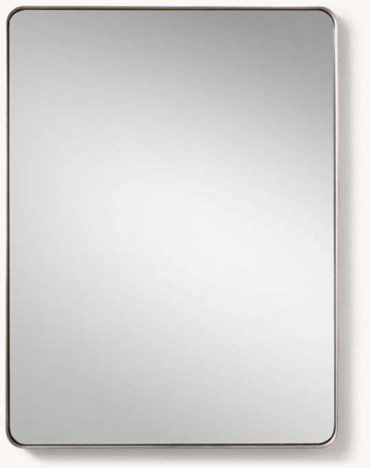 Front view of Metal-Wrapped Inset Large Dresser Mirror - Pewter 