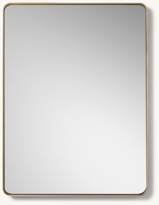 Front view of Metal-Wrapped Inset Large Dresser Mirror - Brass 
