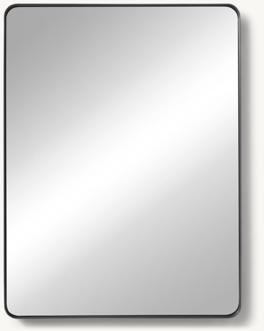 Front view of Metal-Wrapped Inset Large Dresser Mirror - Aged Steel 
