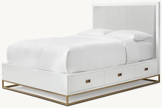 Three Quarter view of Avalon Upholstered Storage Bed With Metal Base 
