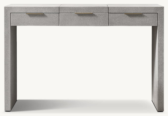 Front view of Clio Shagreen Vanity Desk - Brass 