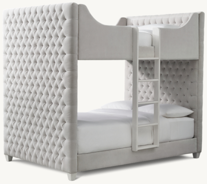 Three Quarter view of Devyn Upholstered Velvet Bunk Bed 