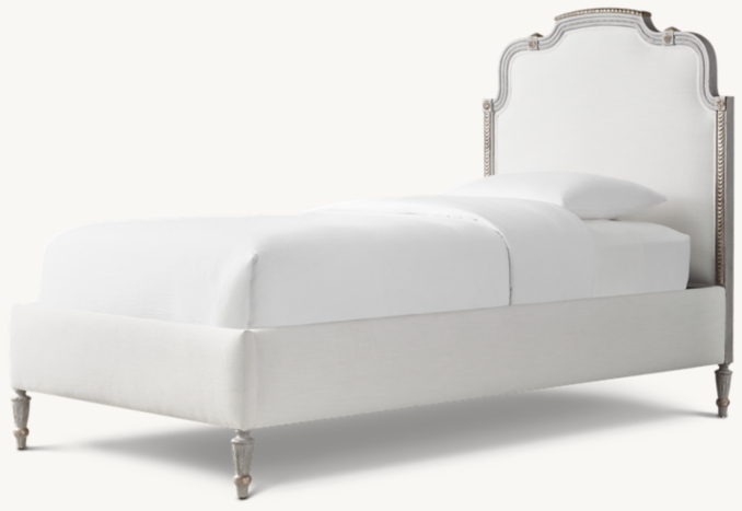 Three Quarter view of Lucine Upholstered Bed - Vintage French Grey 