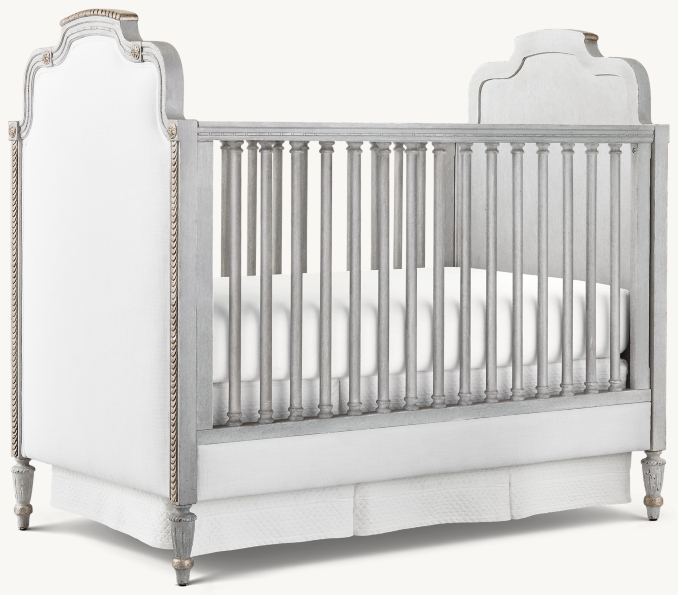 ANTIQUE BEBE SILVER パールーネクレイス Lucine Upholstered Panel Crib - Vintage French Grey | RH Baby & Child