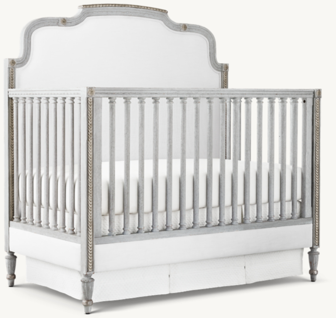 Lucine Upholstered Conversion Crib Vintage French Grey RH Baby Child