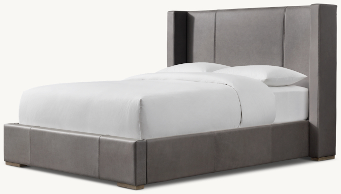 Three Quarter view of Ronson Leather Shelter Bed 