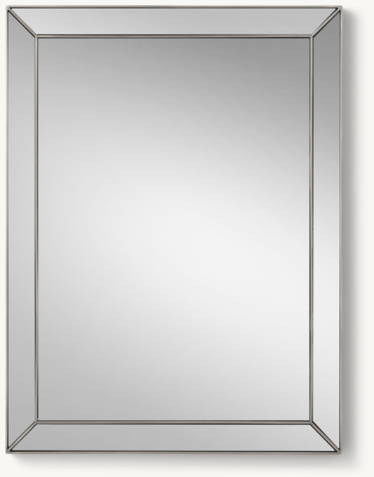 Metal-Trimmed Beveled Dresser Mirror - Silver Leaf