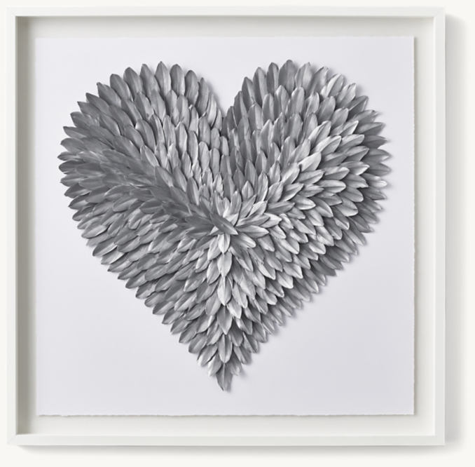 Front view of Feathered Heart Art - Silver 