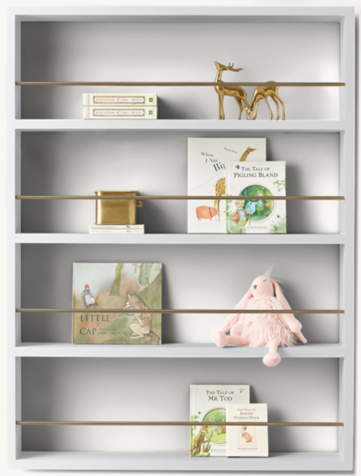 Minimalist Book Display Case 36&#8221; - Waxed White/Brass