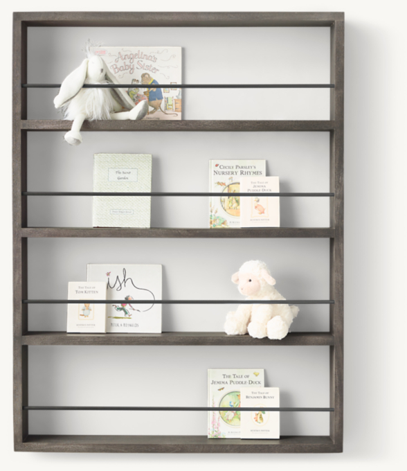 Minimalist Book Display Case 36” - Aged Acacia Warm Grey/Aged Steel