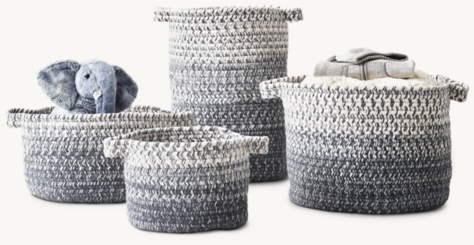 Ombré Braided Wool Storage - Grey | RH Baby & Child