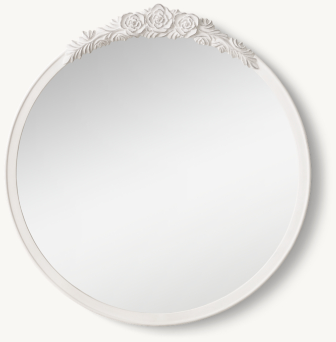 バラ彫刻の円形ミラー Rose on 21cm round mirror バラ彫刻の円形