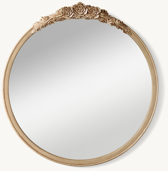 Front view of Rosette Round Mirror - Gilt 