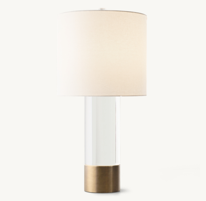 Front view of Leighton Crystal Column Table Lamp With Shade  