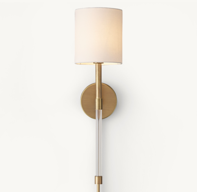 Leighton Crystal Sconce With Shade - Brass