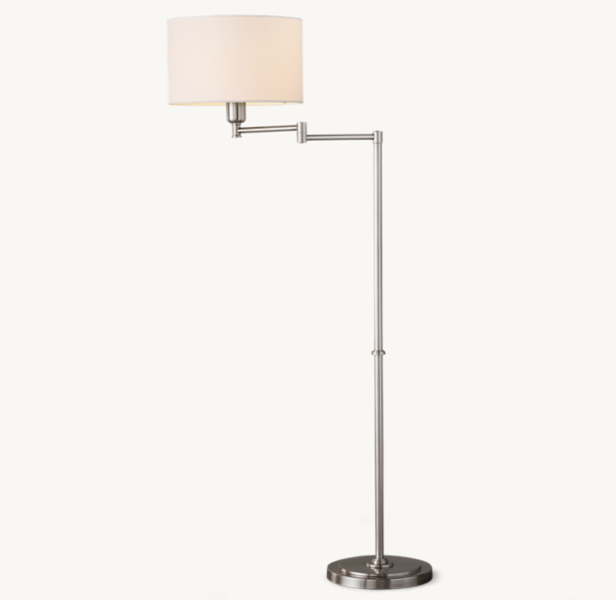Front view of Ellis Swing-Arm Floor Lamp With Round Shade 