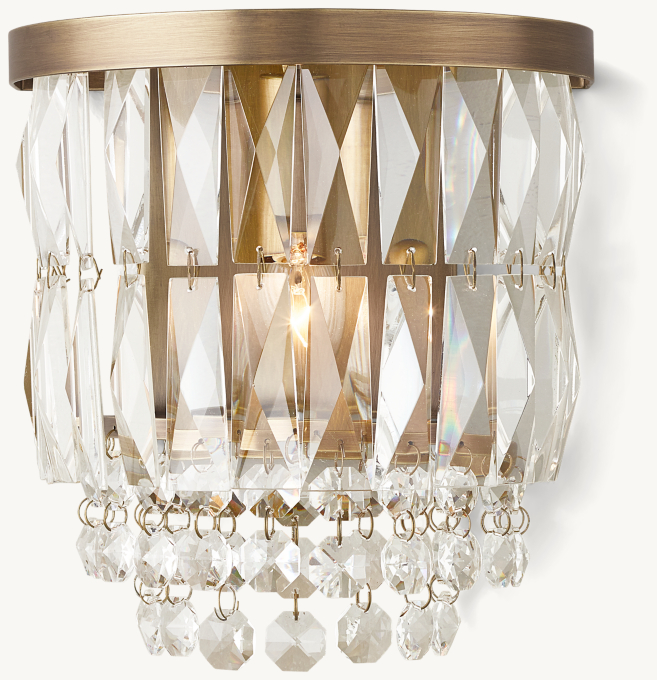 Portia Crystal Sconce - Antiqued Brass