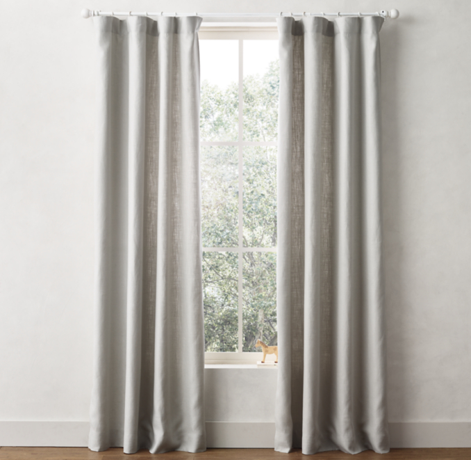 Front view of Textured Belgian Linen Drapery Panel 