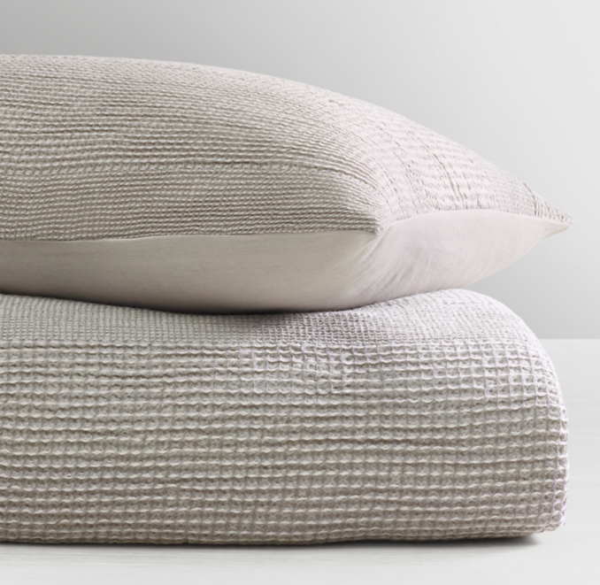Front Stacked view of Washed Waffle-Weave Stripe Duvet Cover 