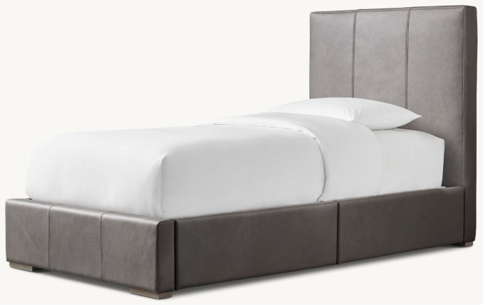 Three Quarter view of Ronson Leather Parsons Storage Bed 