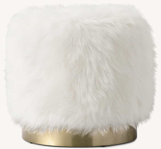 Front view of Blythe Kashmir Faux Fur Stool - Brass 
