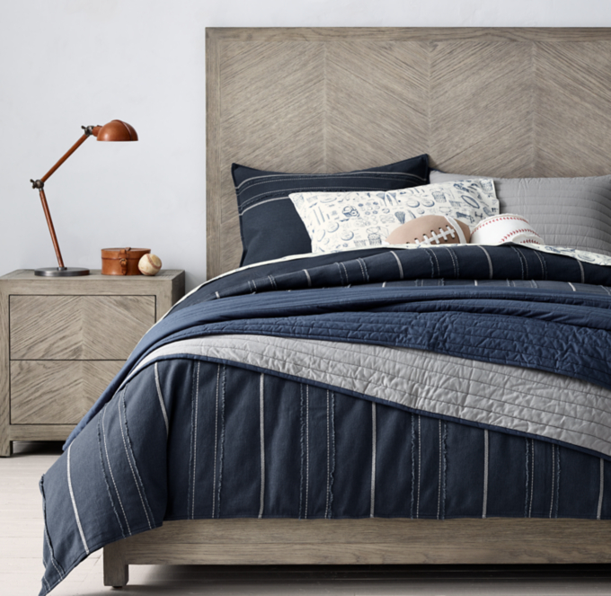 Vintage Baseball Stripe Sports Gear Blueprint Bedding Collection