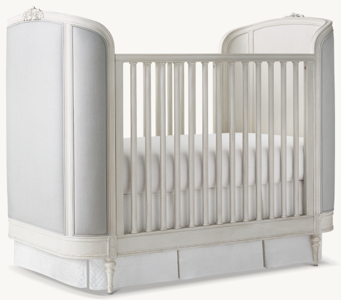 Aveline Upholstered Panel Crib - French White