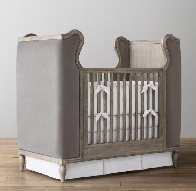 French Upholstered Velvet Wing Crib | RH Baby & Child