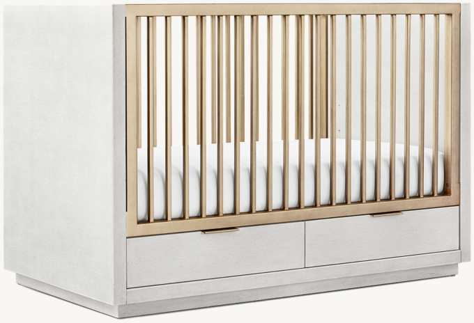 Clio Shagreen Storage Panel Crib - Brass