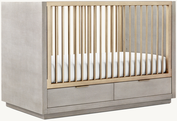 Clio Shagreen Storage Panel Crib - Brass