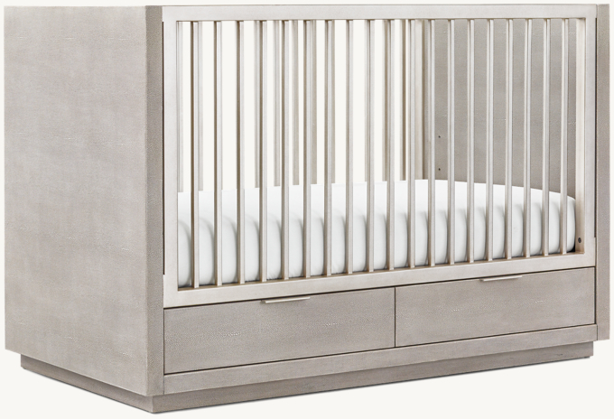 Clio Shagreen Storage Panel Crib - Pewter