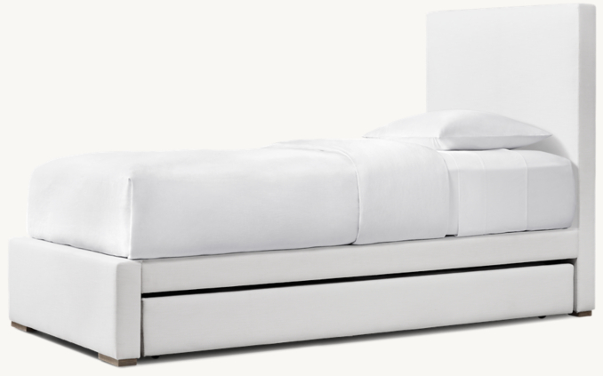 Three Quarter view of Ronson Upholstered Parsons Trundle Bed 