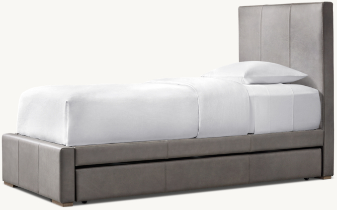 Three Quarter view of Ronson Leather Parsons Trundle Bed 