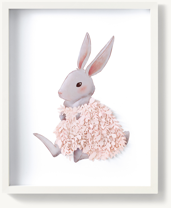 Cut Paper & Watercolor Animal Art - Large Bunny