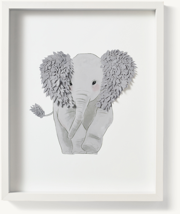 Front view of Cut Paper & Watercolor Animal Art - Large Elephant 