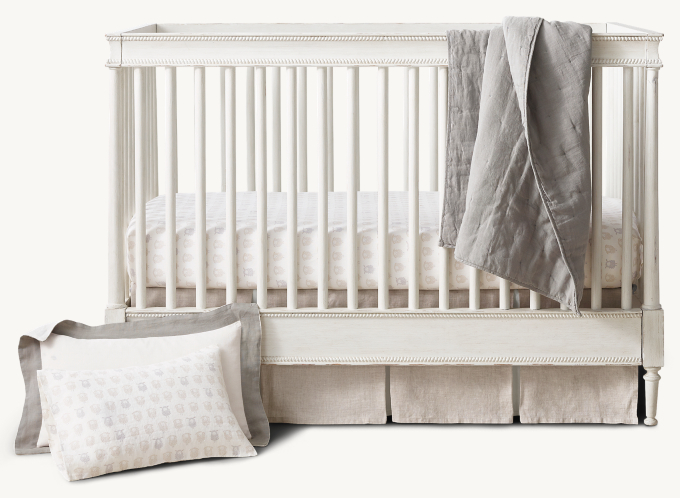 Washed Organic Linen & Washed Organic Linen Sheep Print Nursery Bedding Collection