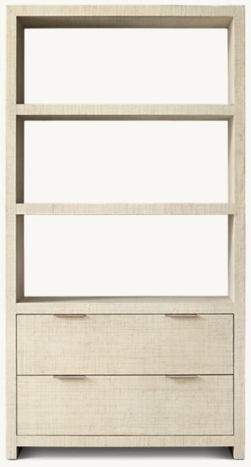 Front view of Burke Raffia Bookcase 