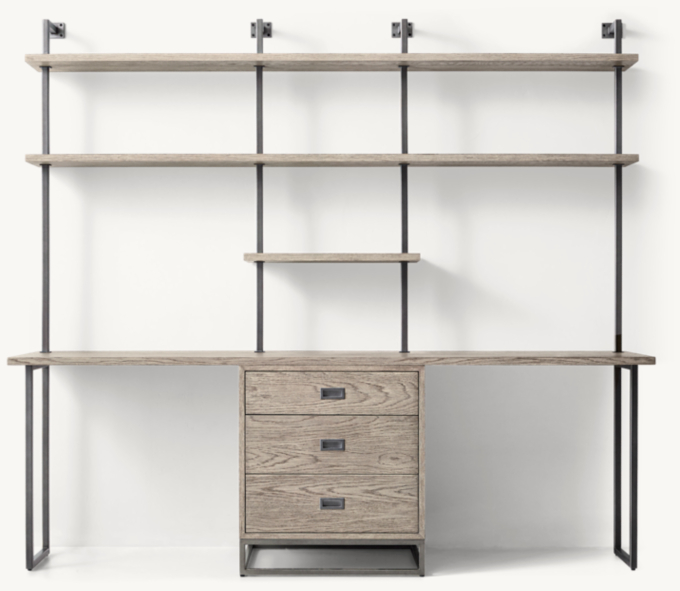 Avalon Double Desk Study Wall With Shelving