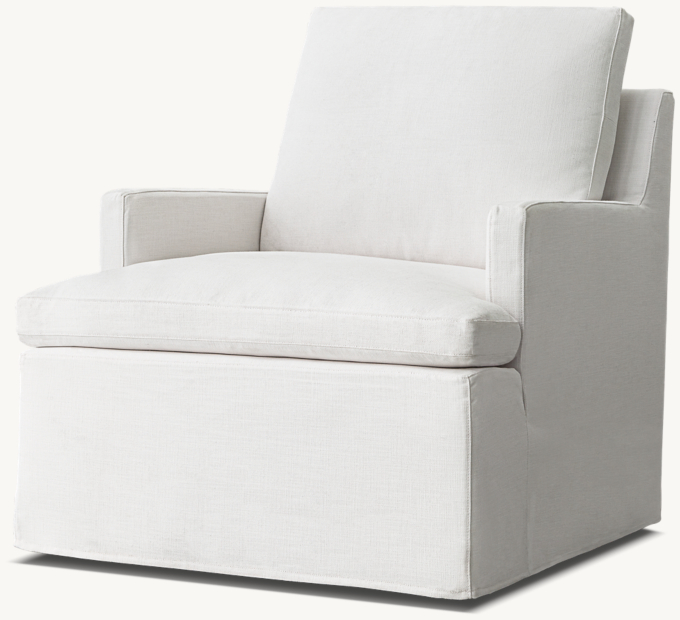 Three Quarter view of Cloud Slipcovered Track Arm Swivel Glider 
