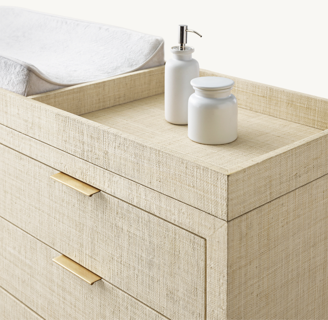 Three Quarter view of Burke Raffia Dresser & Topper Set 