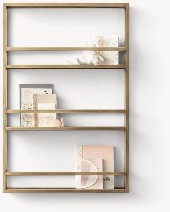 Square Stock Display Shelf - Aged Brass