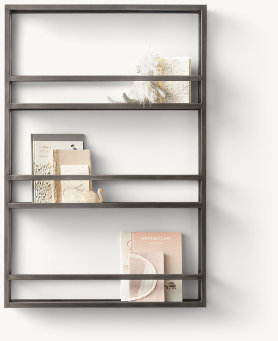 Front view of Square Stock Display Shelf - Gunmetal 