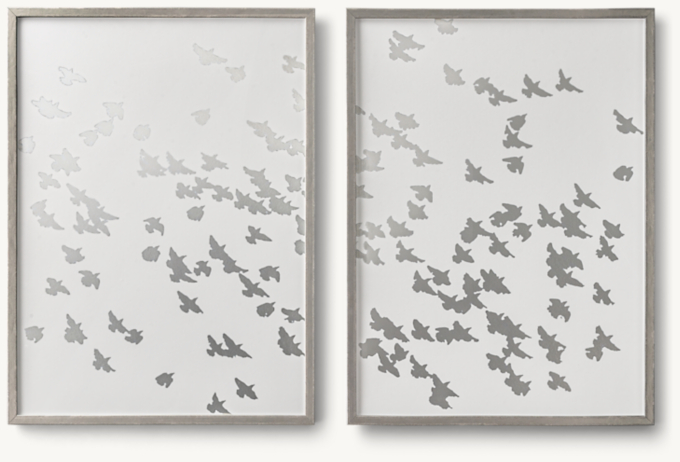 Birds In Flight Foil Art Set - Pewter