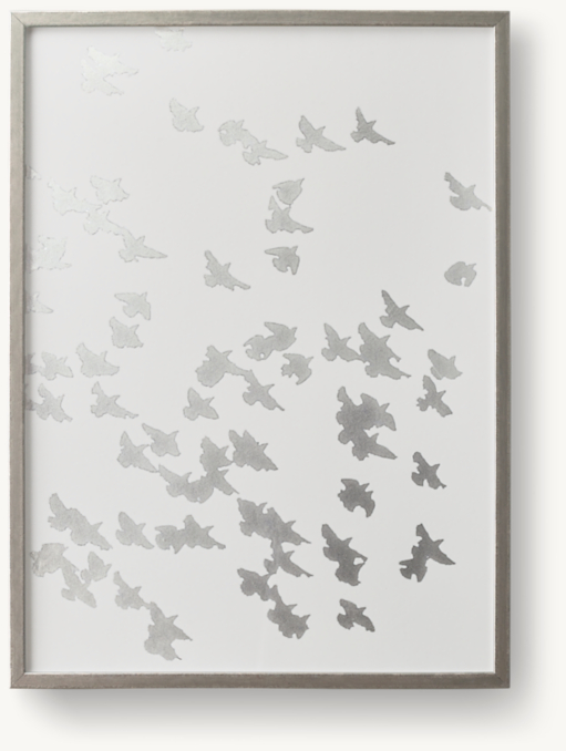 Front view of Birds In Flight Foil Art 2 - Pewter 