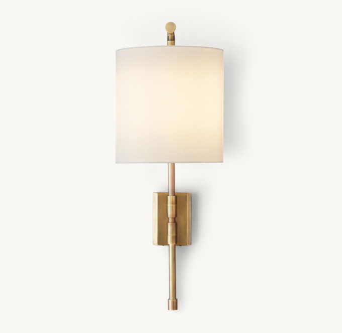 Clementine Large Swing-Arm Sconce With Shade - Antiqued Brass